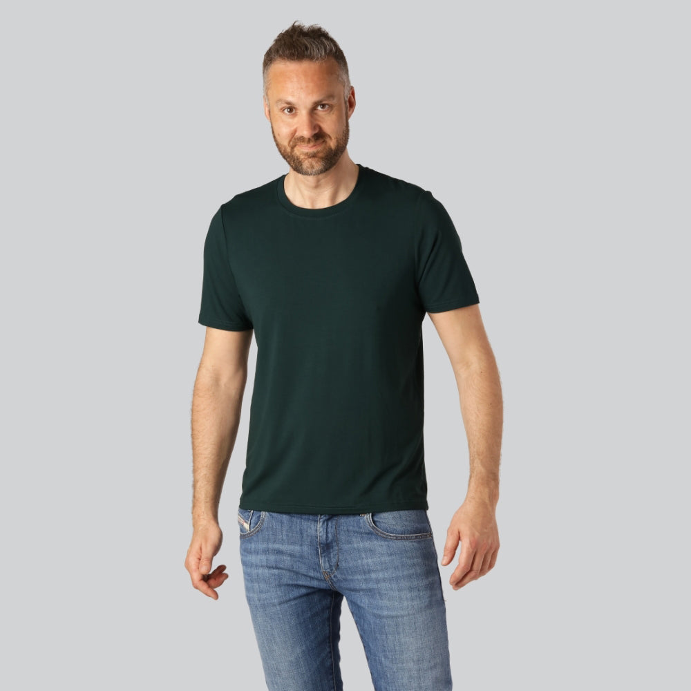 Bambus T-shirt O-hals I Grøn Til Mænd