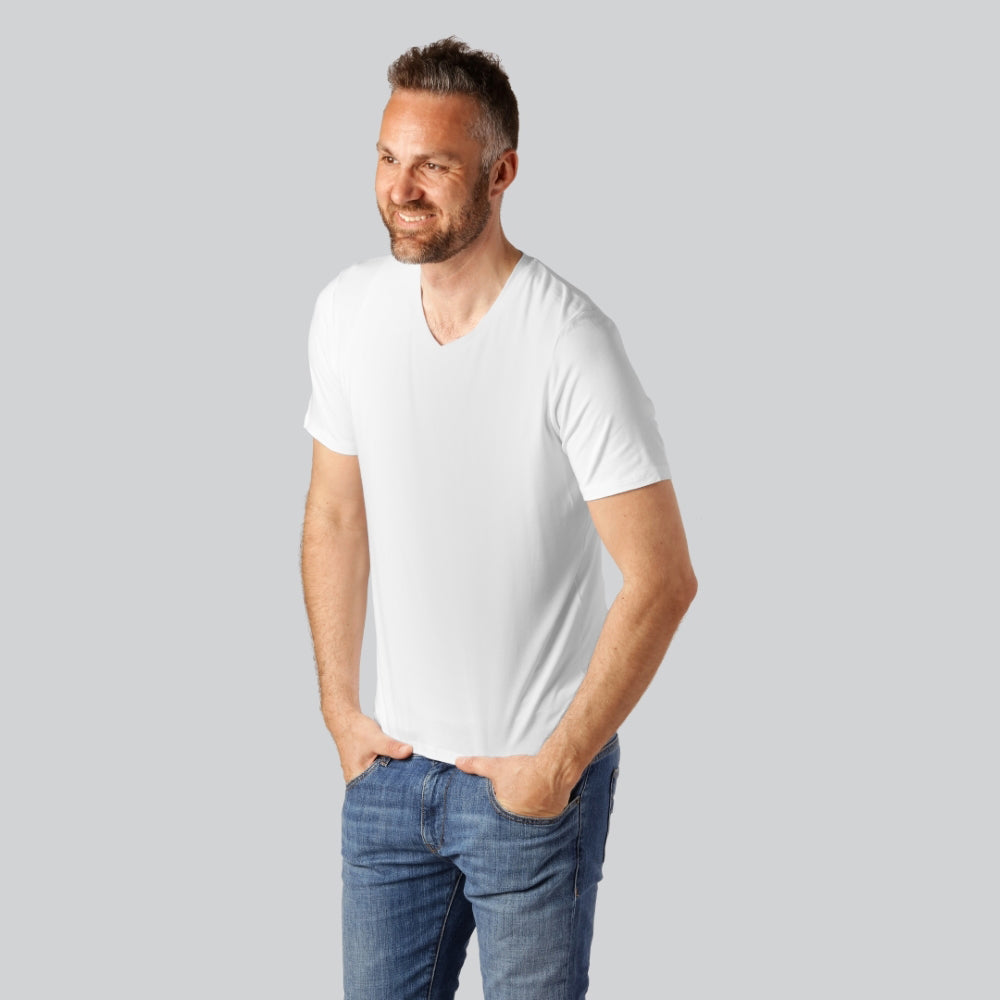 Bambus T-shirt V-hals I Hvid Til Mænd