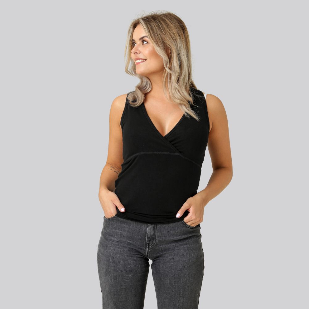 Bambus V-hals Top I Sort