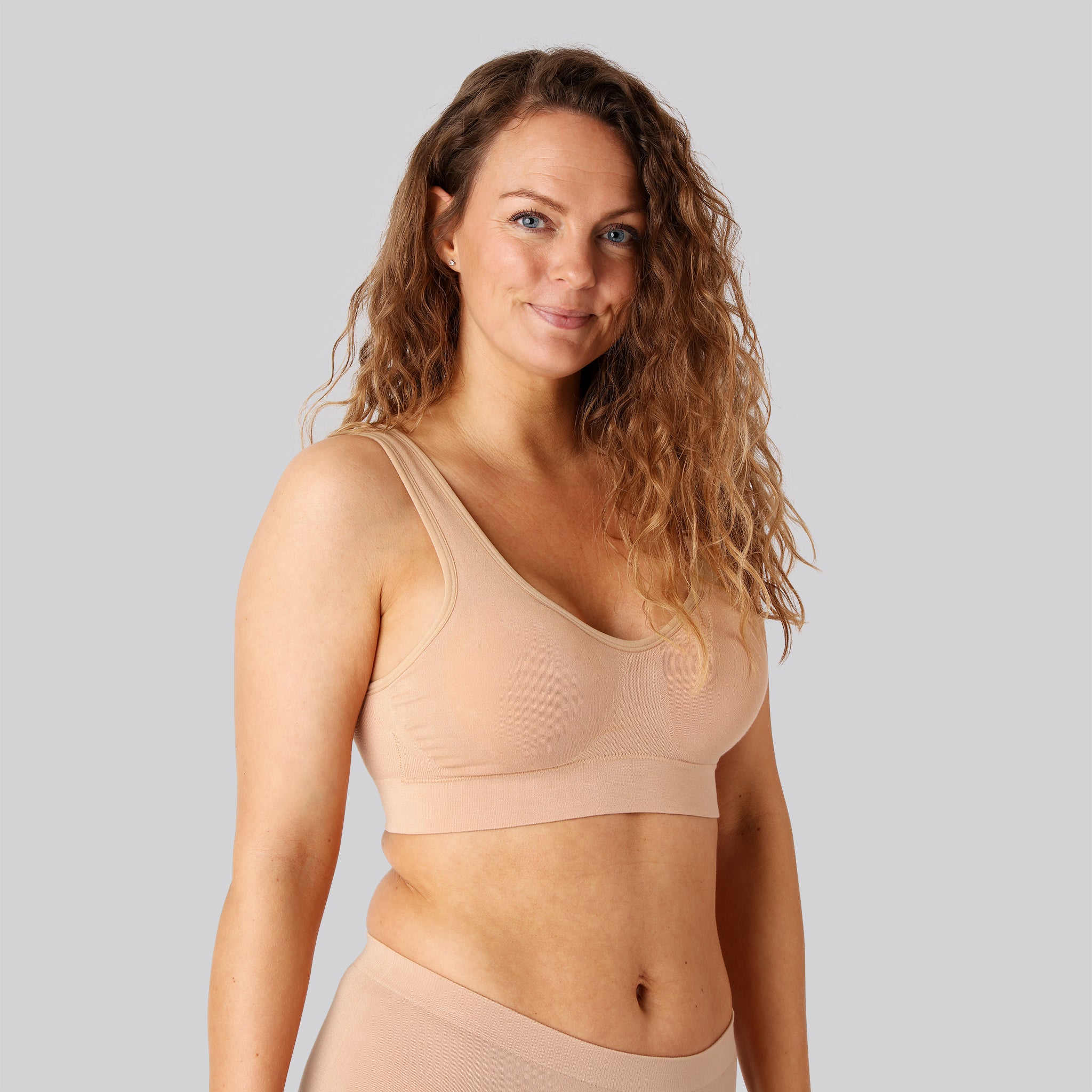 Bambus Seamless Bh M  Bred Strop I Beige Til Damer