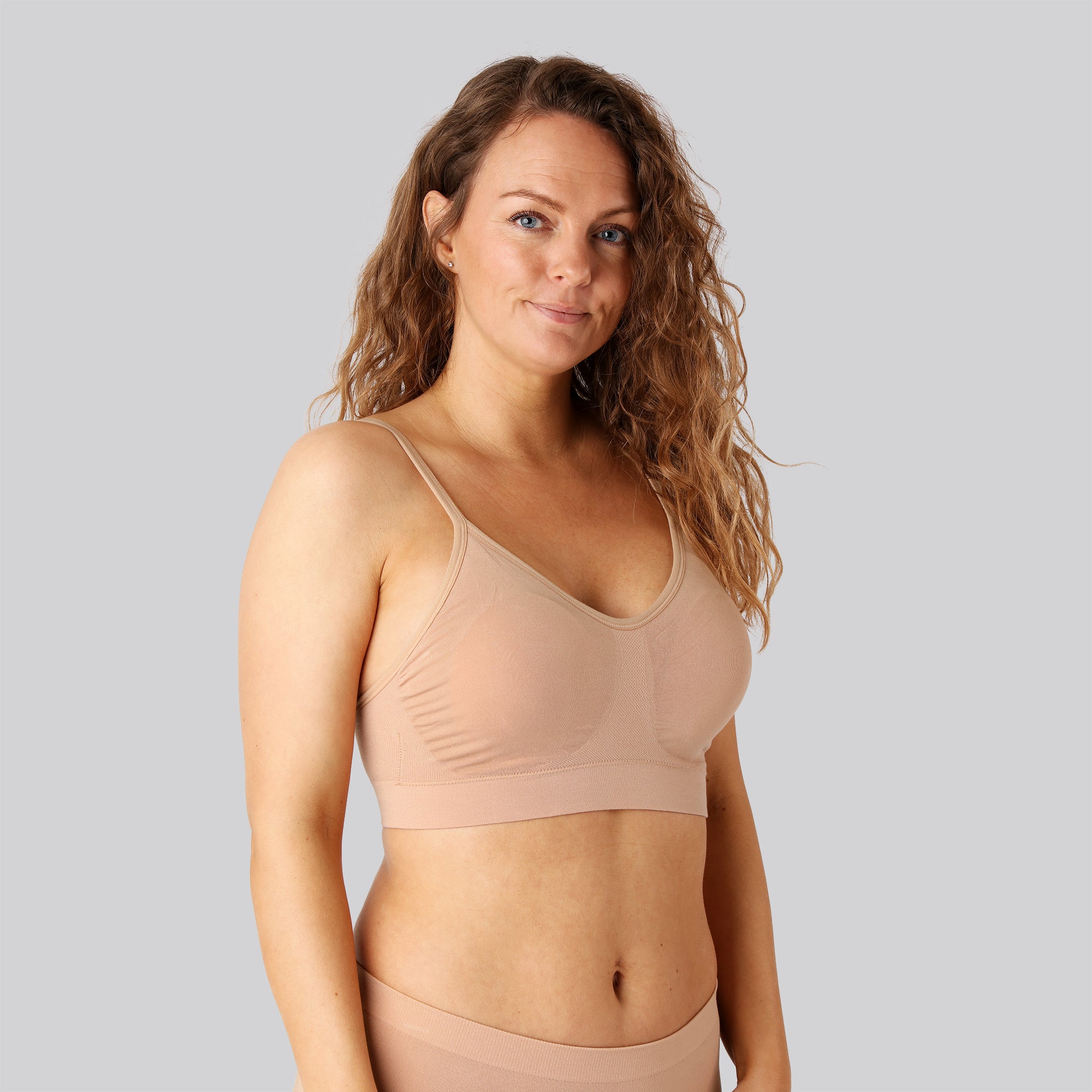 Bambus Seamless Bh M Smal Strop I Beige Til Damer