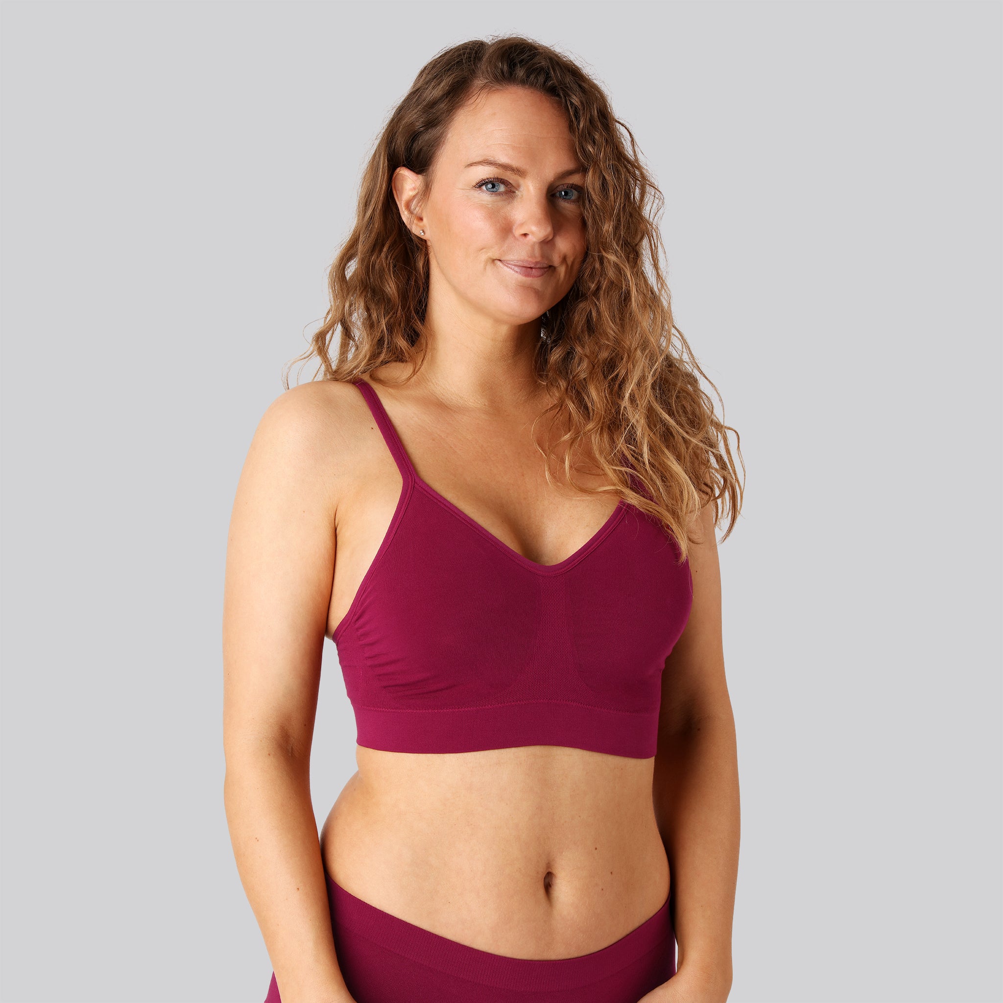 Bambus Seamless Bh M Smal Strop I Bordeaux Til Damer