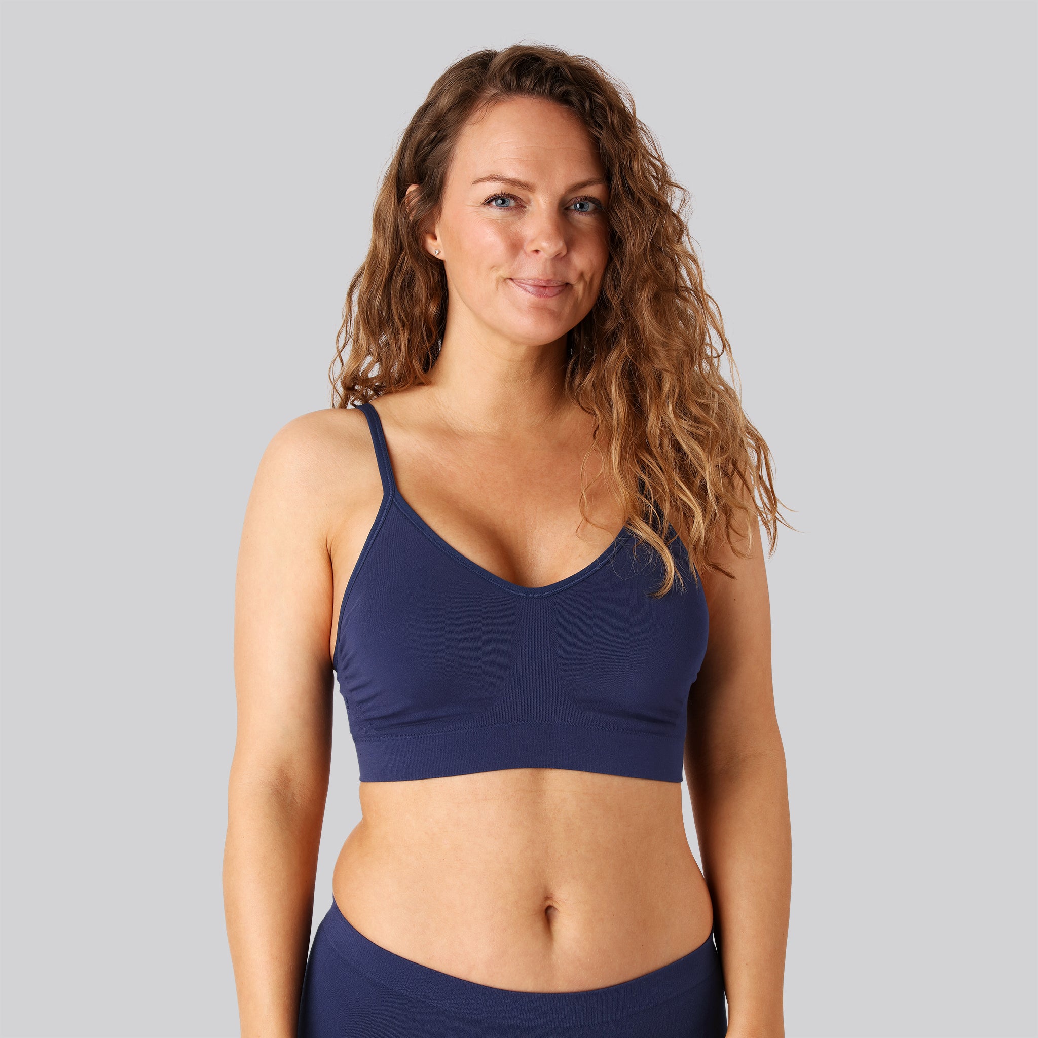 Bambus Seamless Bh M Smal Strop I Navy Til Damer