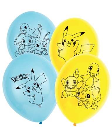 Pokemon Farvede Latex Balloner - 6 Stk