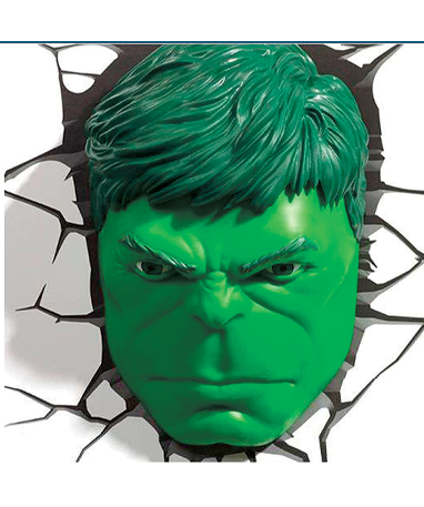 Hulk Hoved 3d Led Lampe - Marvel
