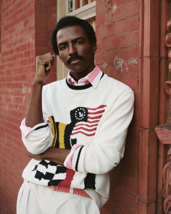 Flag Intarsia Cotton C-neck
