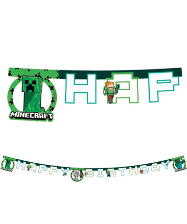 Minecraft Creeper Happy Birthday Banner - 1 Stk