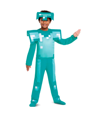 Minecraft Diamant Kostume - 4-6   7-8 år