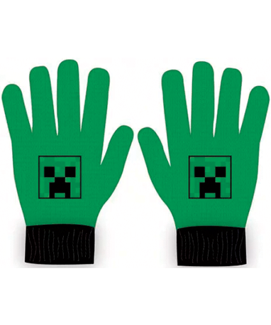 Minecraft Creeper Firkant Handsker - Vanter Til Børn