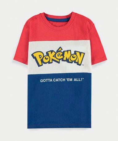 Pokemon T-shirt Til Børn - Rød  Hvid   Blå  4-12 år