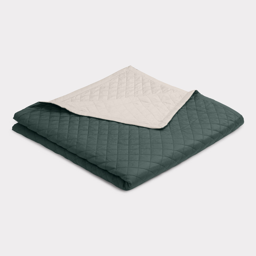Bambus Sengetæppe Grøn Beige 260x260