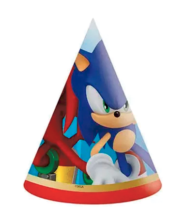 Sonic Fødselsdagshatte - 6 Stk