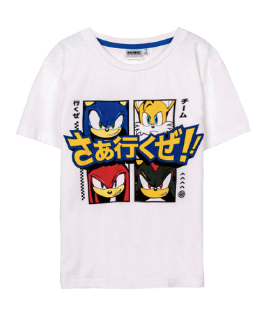 Sonic Hvid T-shirt Til Børn  5-12 år
