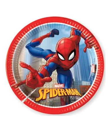 Spiderman Paptallerkner - 8 Stk