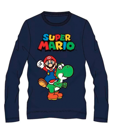 Super Mario Blå Langærmet T-shirt  4-10år