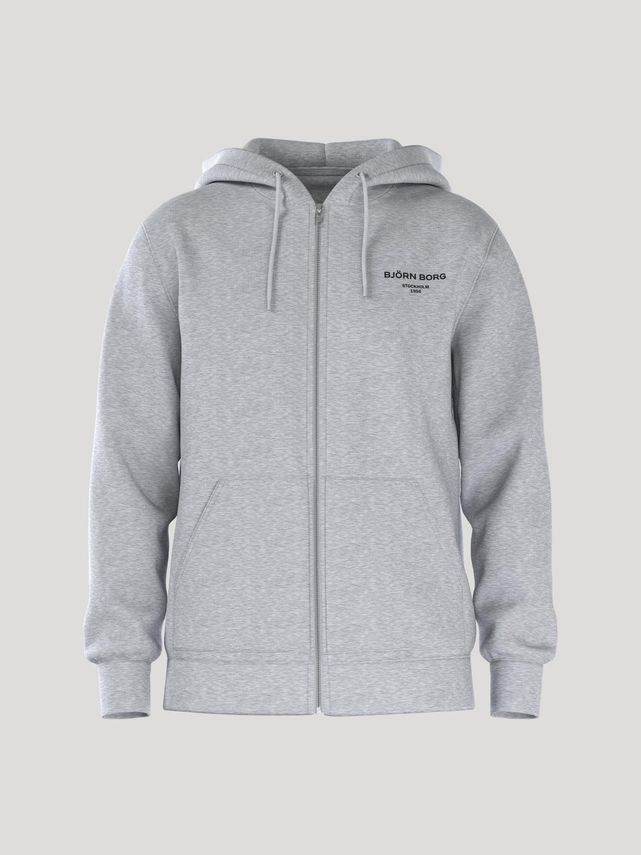 Borg Essential 1 Zip Hoodie  Light Grey Melange