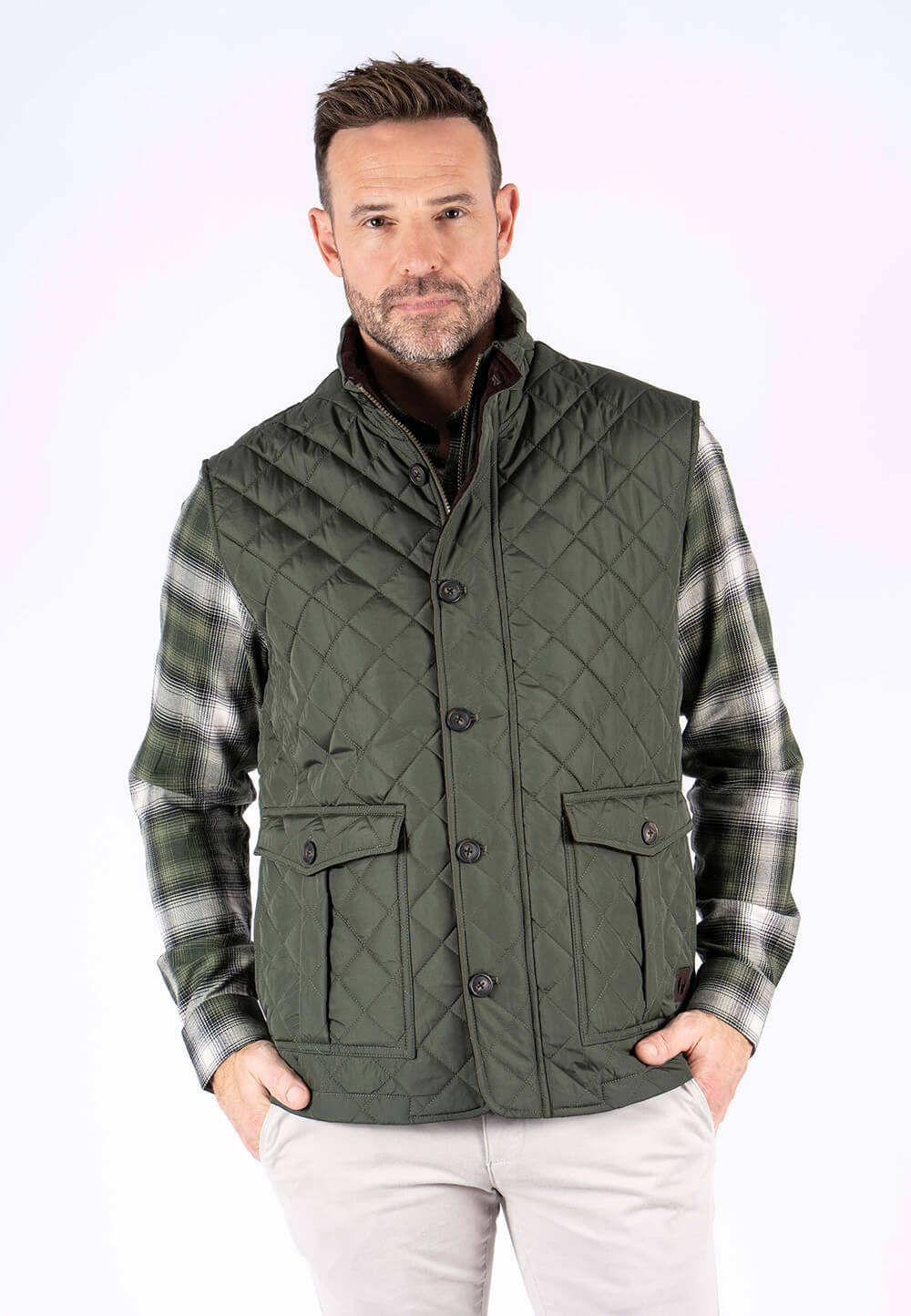 Pre End - Harald Quiltet Vest I Armygrøn