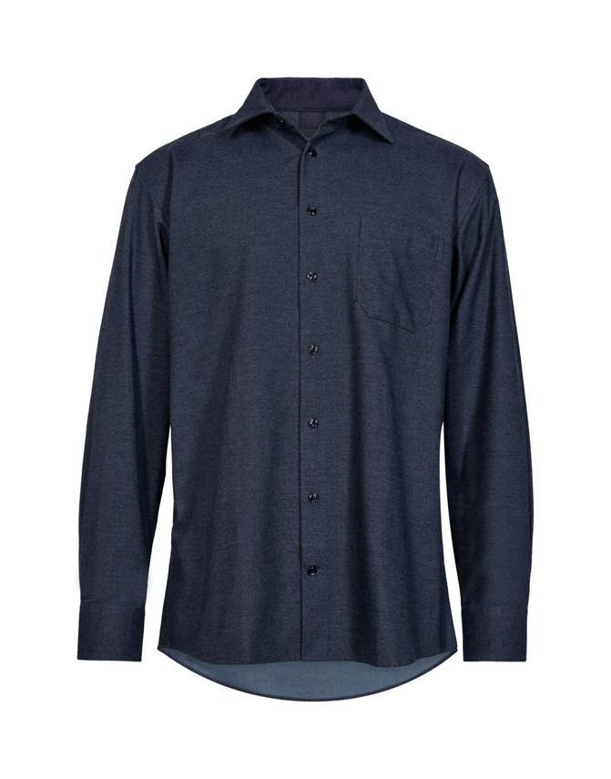 Black Blue Reg Fit Shirt L S