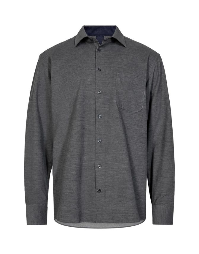 Black Blue Reg Fit Shirt L S
