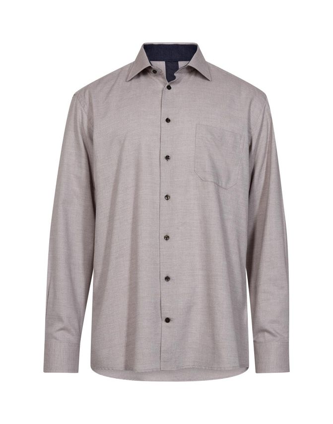 Black Blue Reg Fit Shirt L S