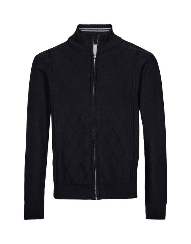 Black Blue Cardigan Regular Fit