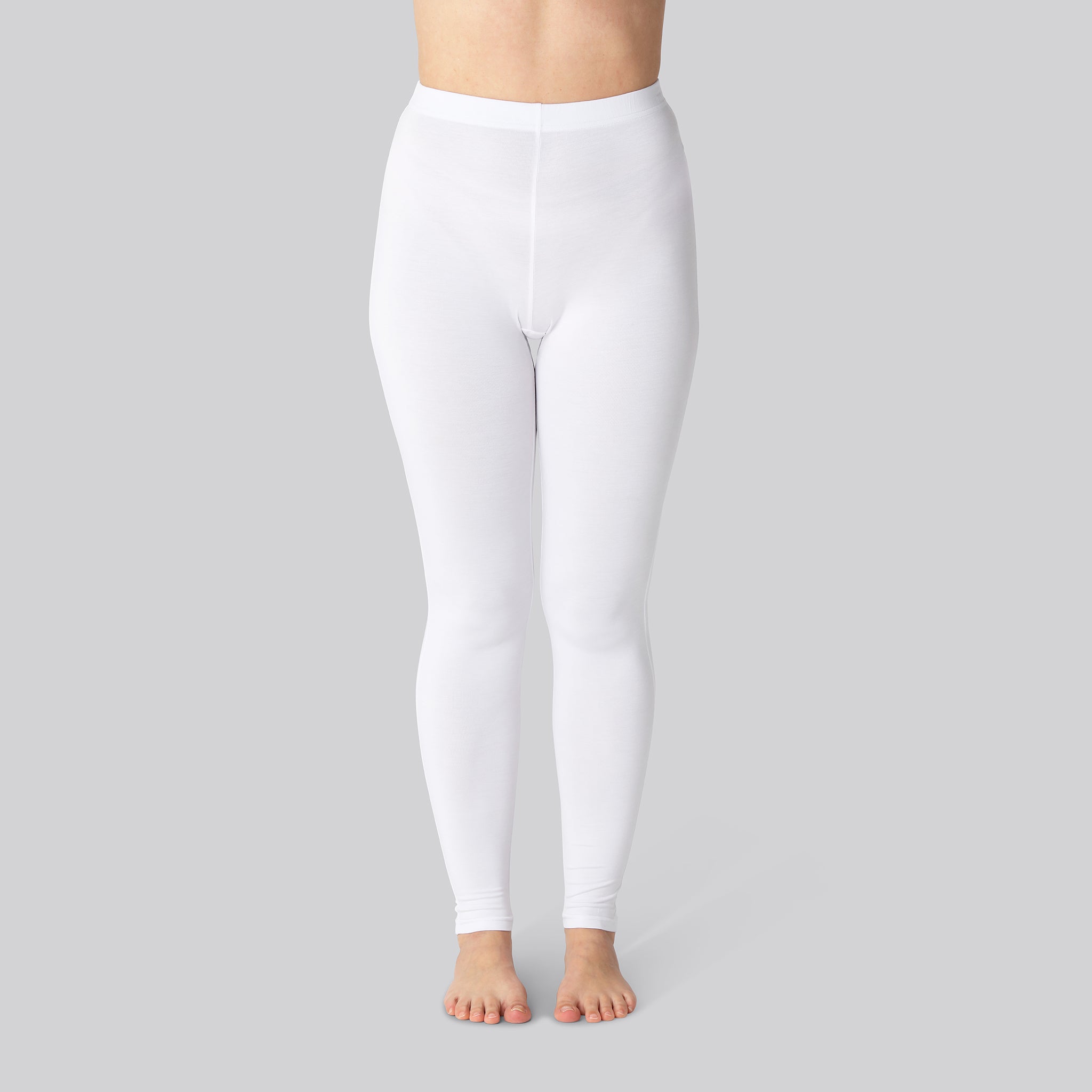 Bambus Leggings M  Skjult Elastik I Hvid Til Damer