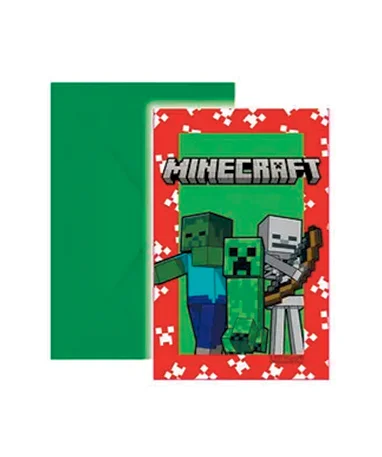 Minecraft Mobs Invitationskort - 6 Stk