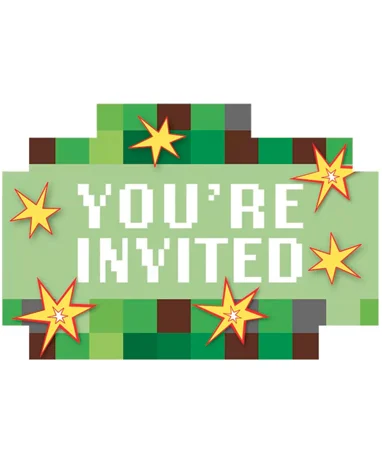 Minecraft Earth Invitationskort - You Re Invited - 8 Stk