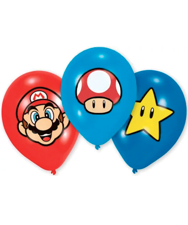 Super Mario Latex Balloner - 6 Stk