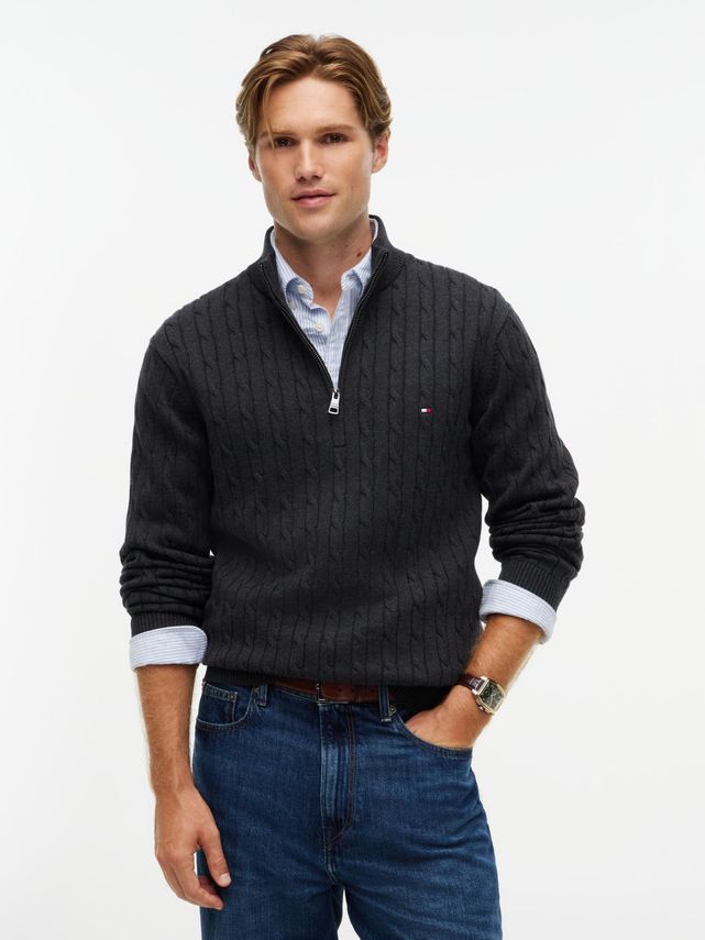 Classic Cotton Cable Zip Mock