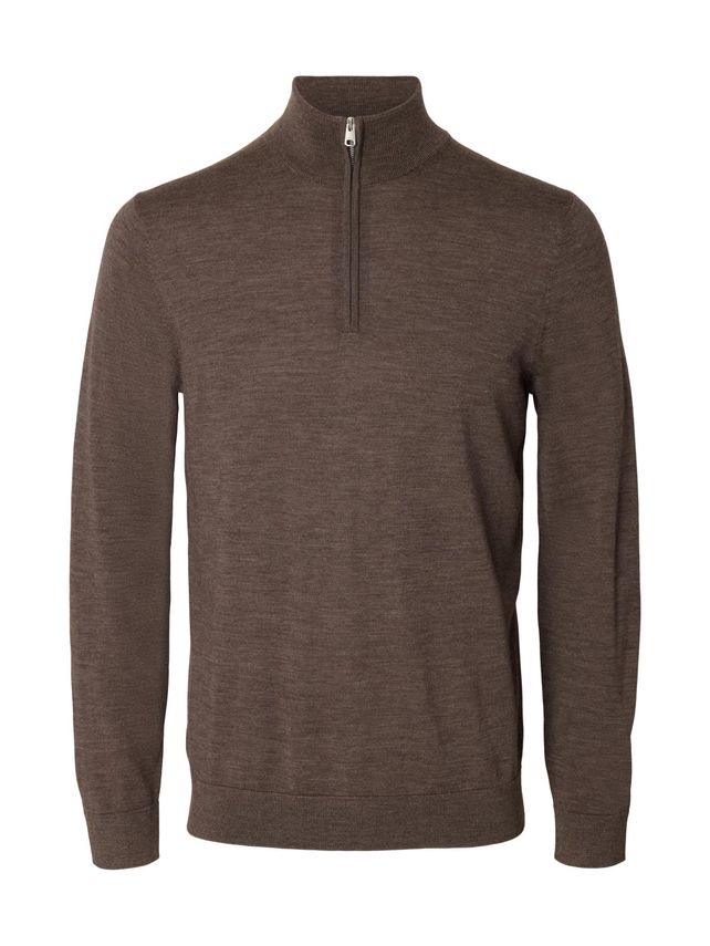 Slhtray Ls Knit Merino Half Zip Noo