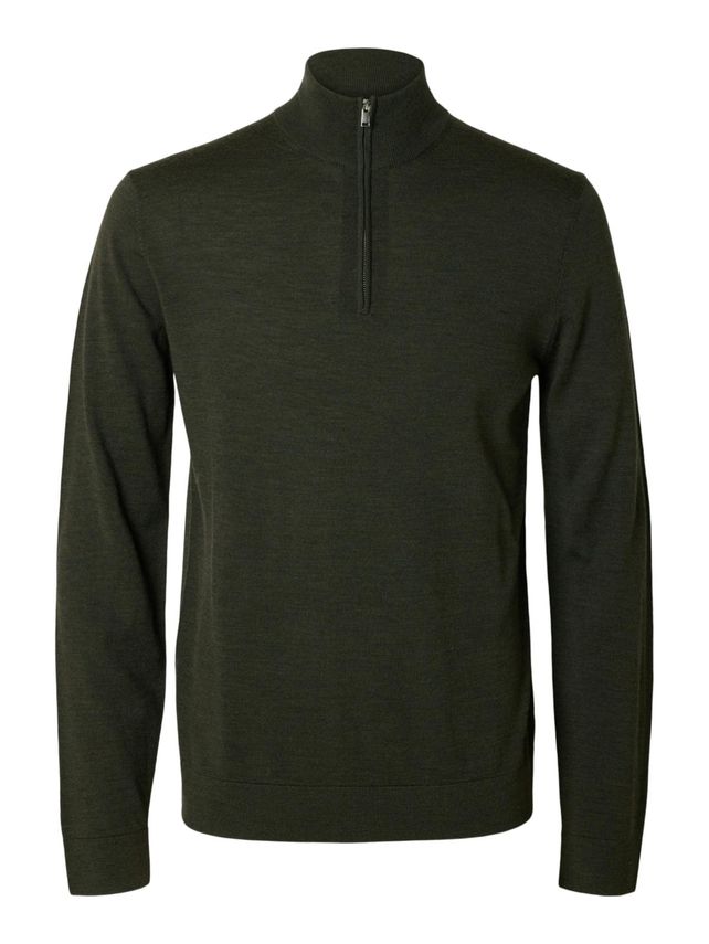 Slhtray Ls Knit Merino Half Zip Noo