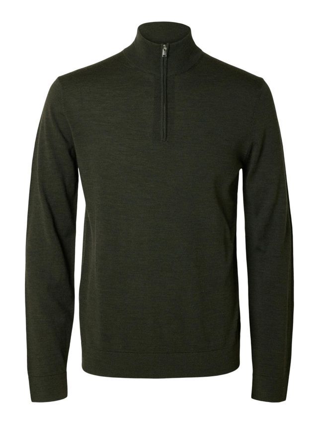 Slhtray Ls Knit Merino Half Zip Noo