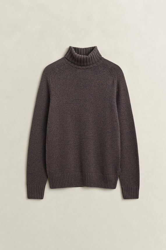 Wool Blend Mouline Turtleneck