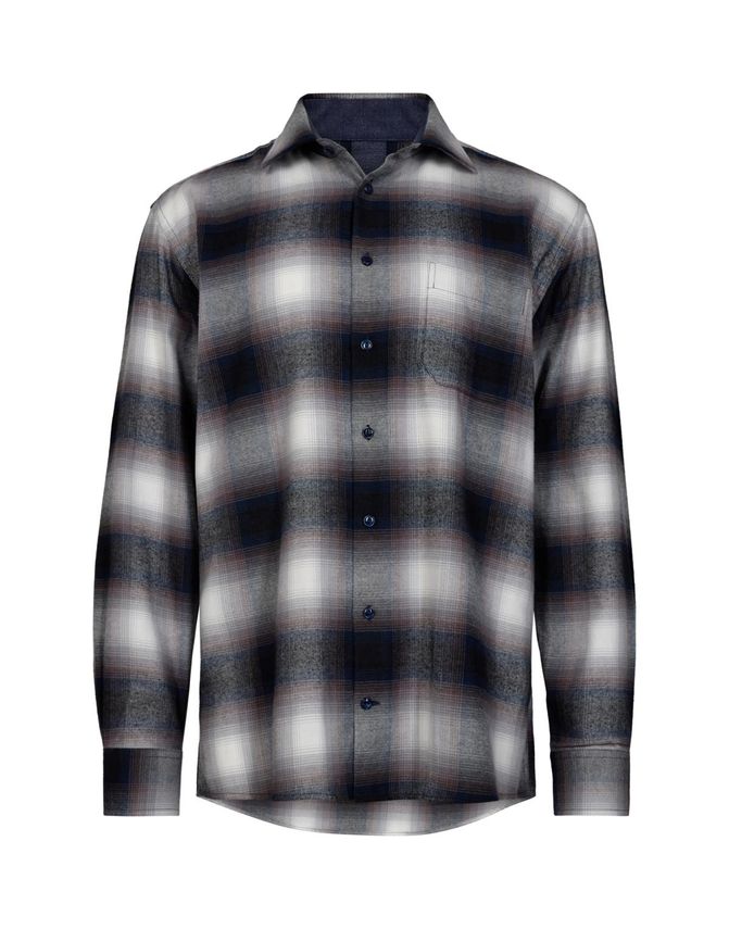 Black Blue Reg  Fit Shirt L S