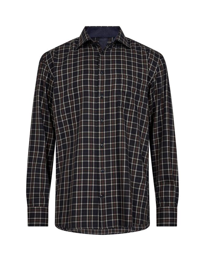 Black Blue Reg Fit Shirt L S