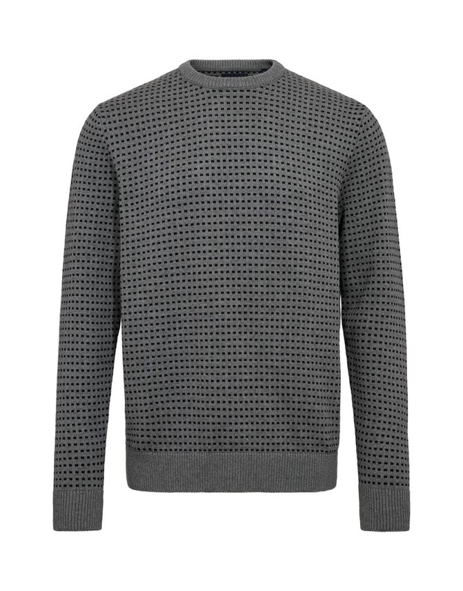 Black Blue O-neck Knit Reg Fit