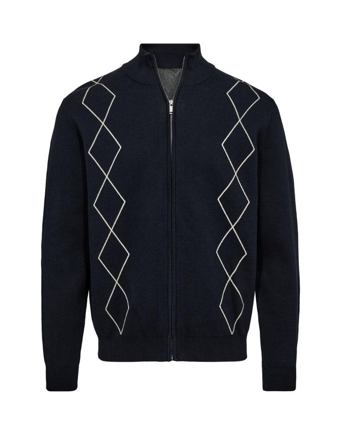 Black Blue Cardigan Regular Fit