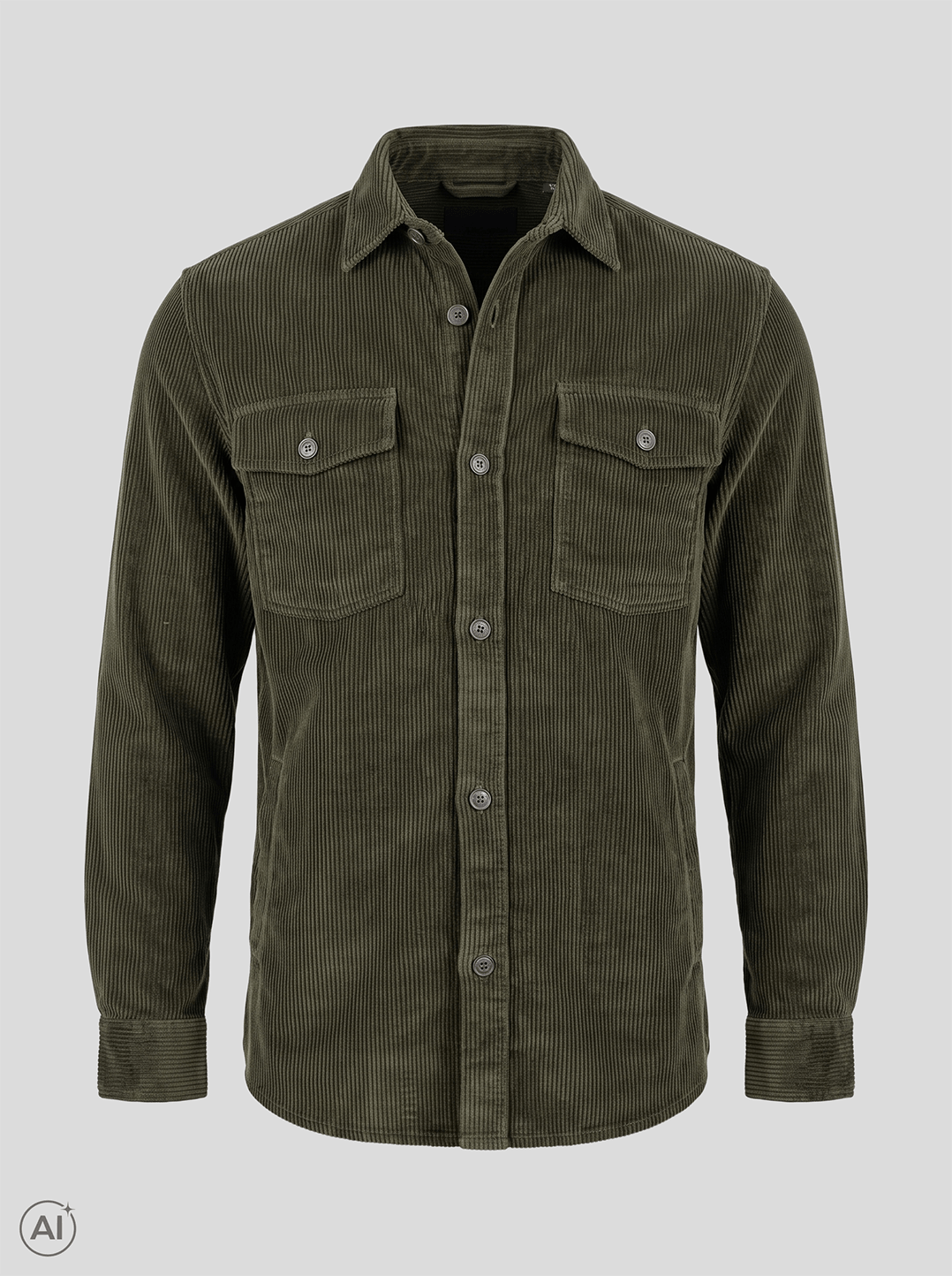 Pre End - Parker Fløjelsovershirt I Grøn