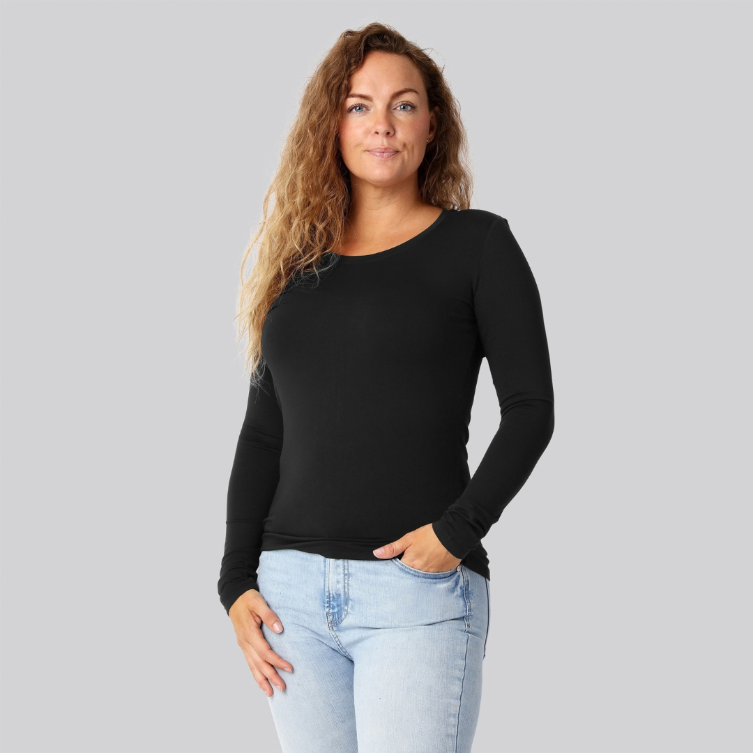 Bambus Langærmet T-shirt Sort Damer