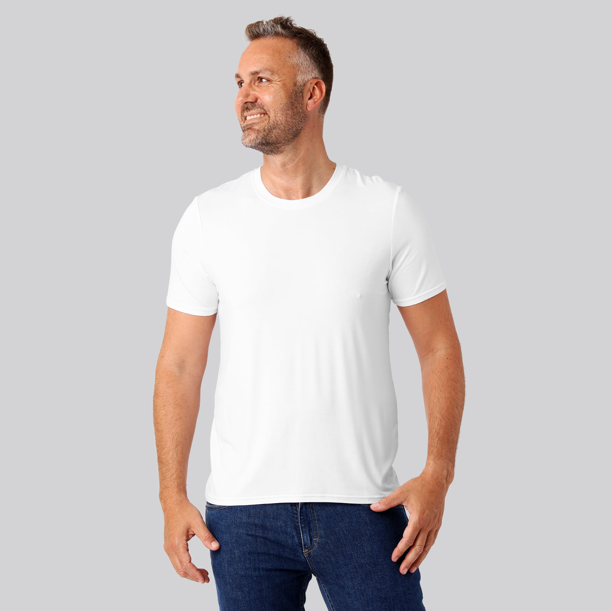 Bambus T-shirt O-hals Hvid Mænd