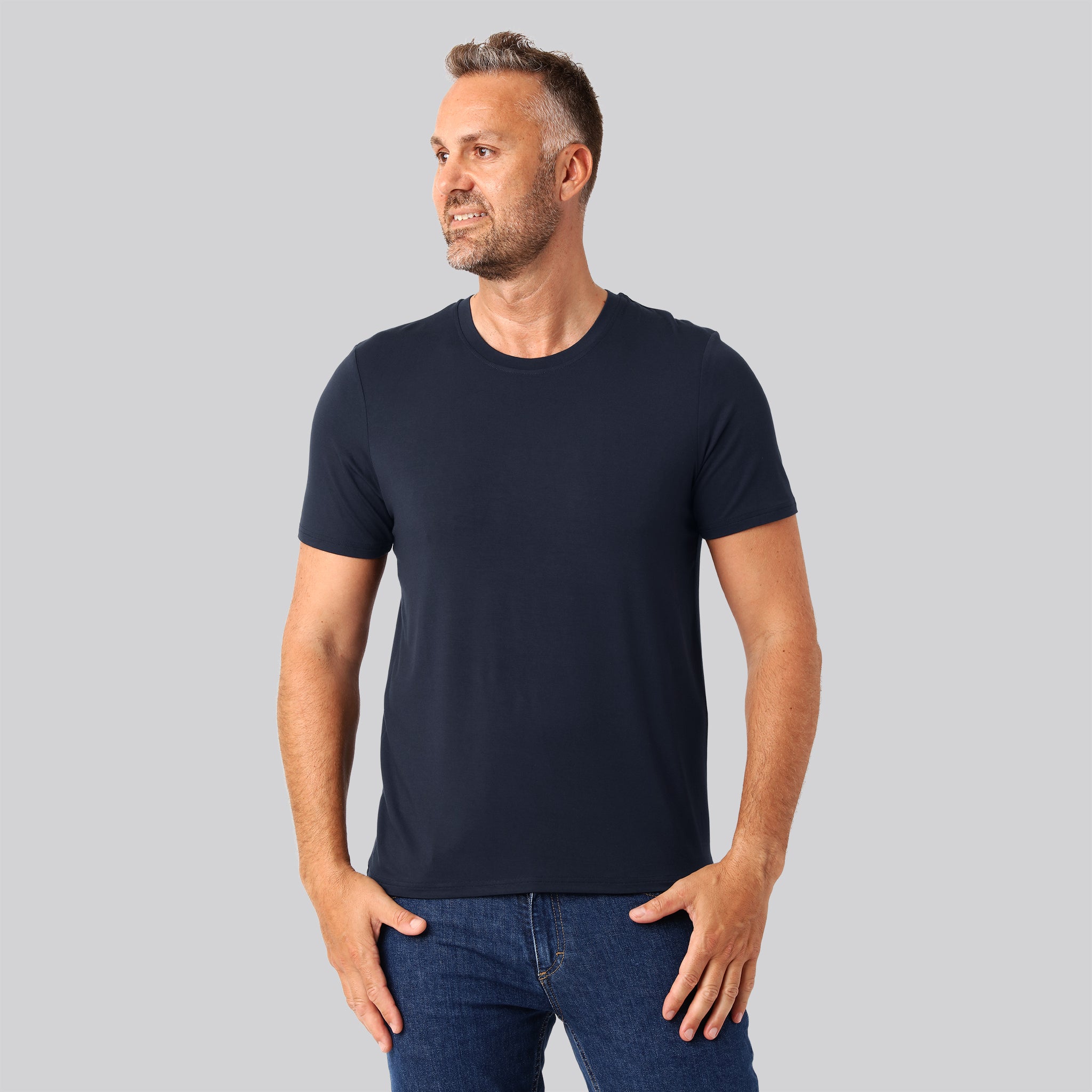 Bambus T-shirt O-hals Navy Mænd