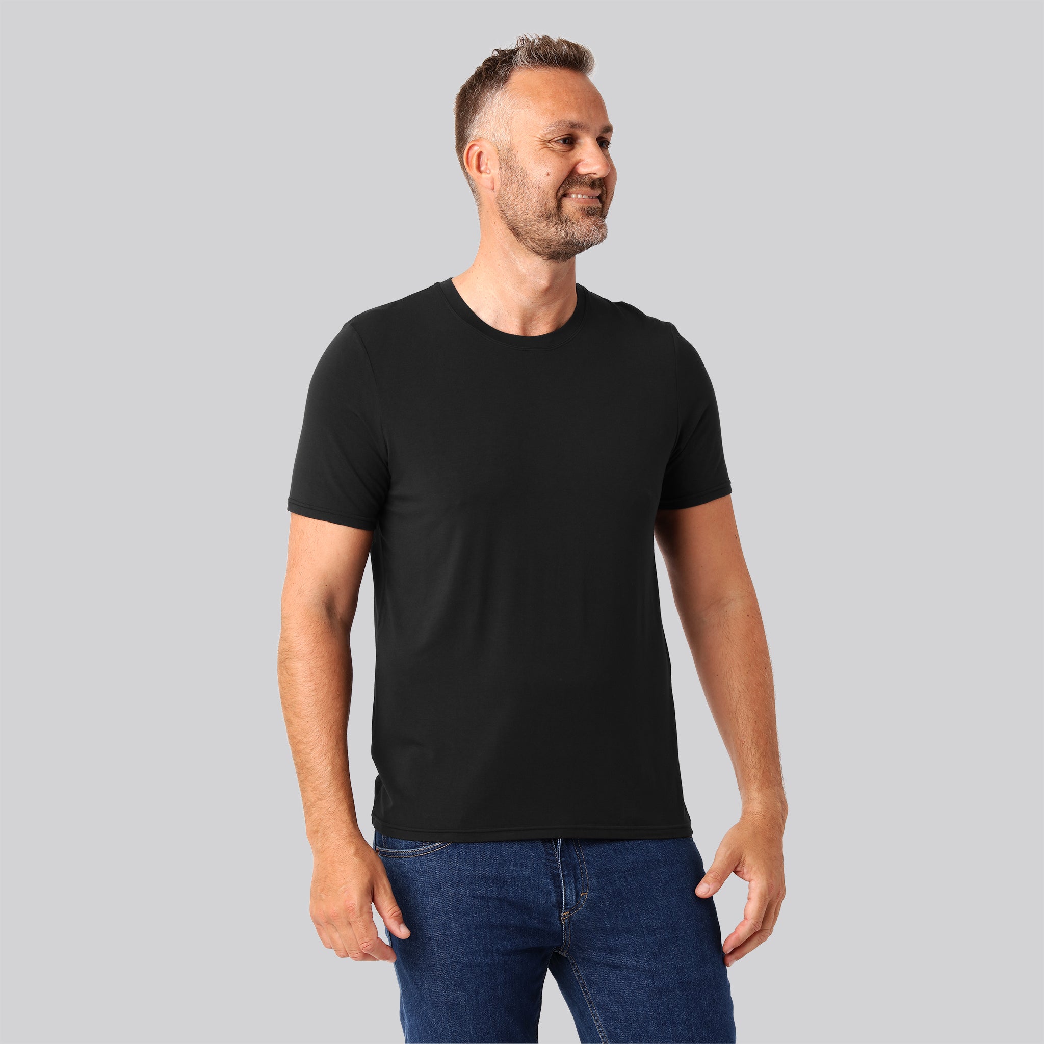 Bambus T-shirt O-hals Sort Mænd
