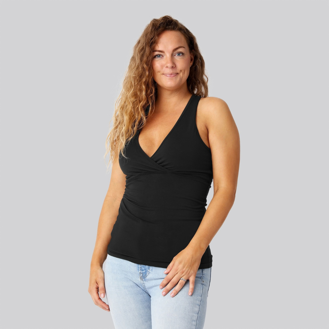 Bambus V-hals Top Sort Damer