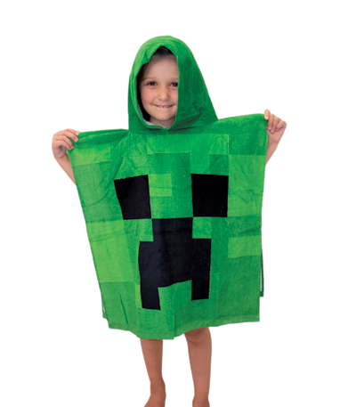 Minecraft Creeper Poncho Til Børn - 60x120 Cm