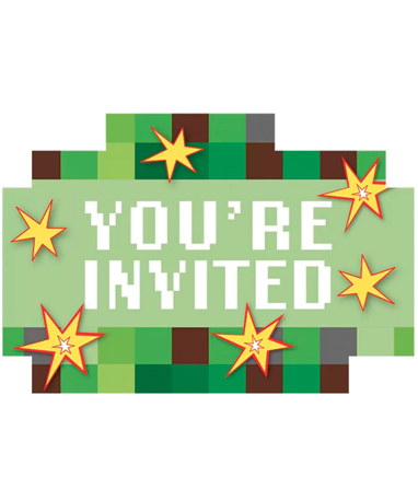 Minecraft Earth Invitationskort - You Re Invited - 8 Stk