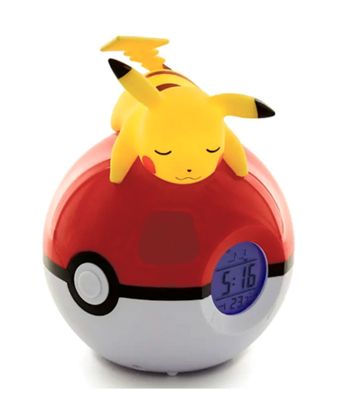 Pikachu Vækkeur Med Lys - Pikachu På Pokeball