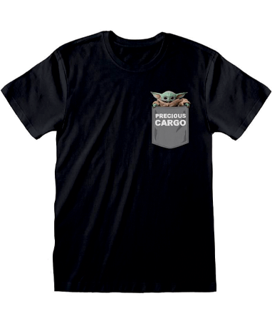 Baby Yoda Sort T-shirt Til Voksne - The Mandalorian